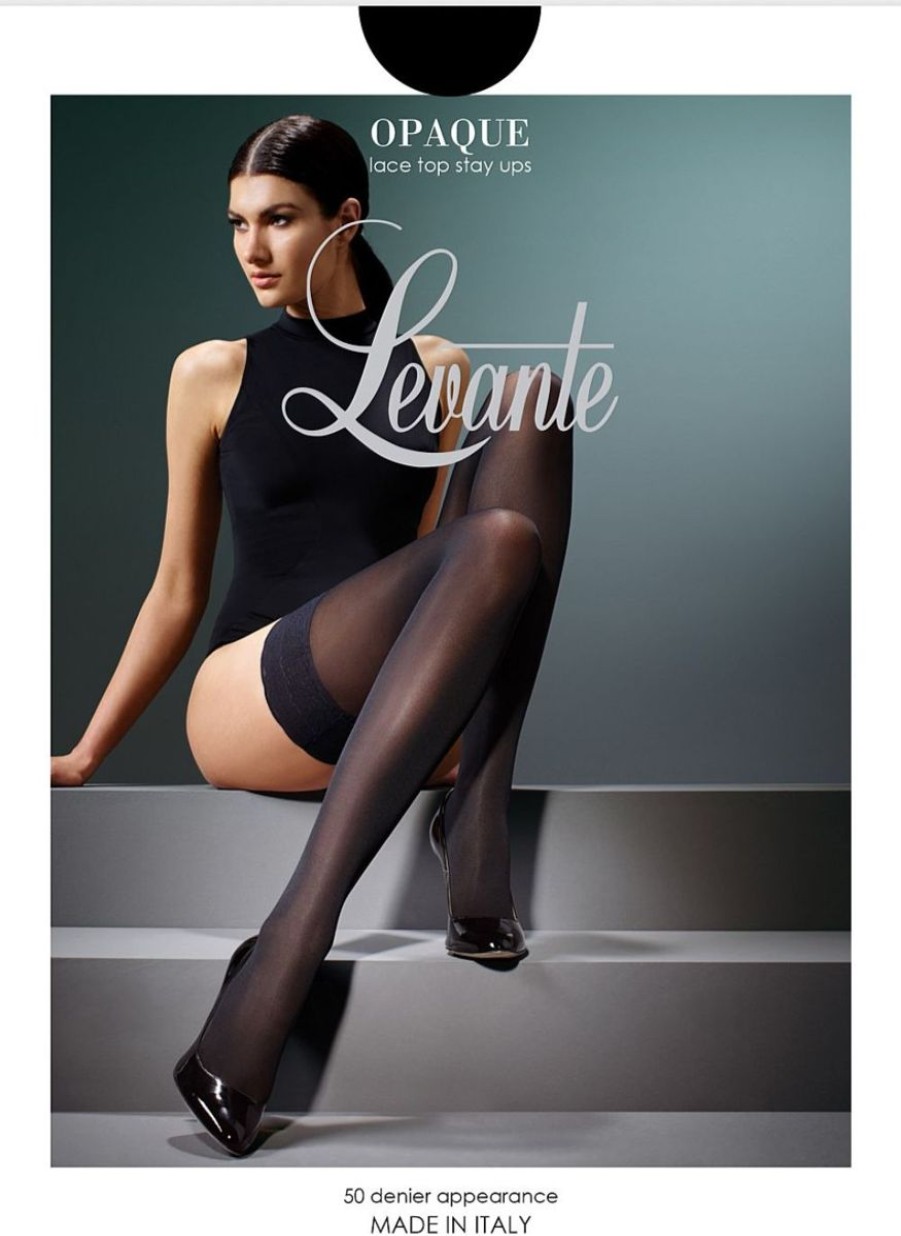 Levante Levante Opaque Lace Top Stay Ups 50 Denier Nero Hot