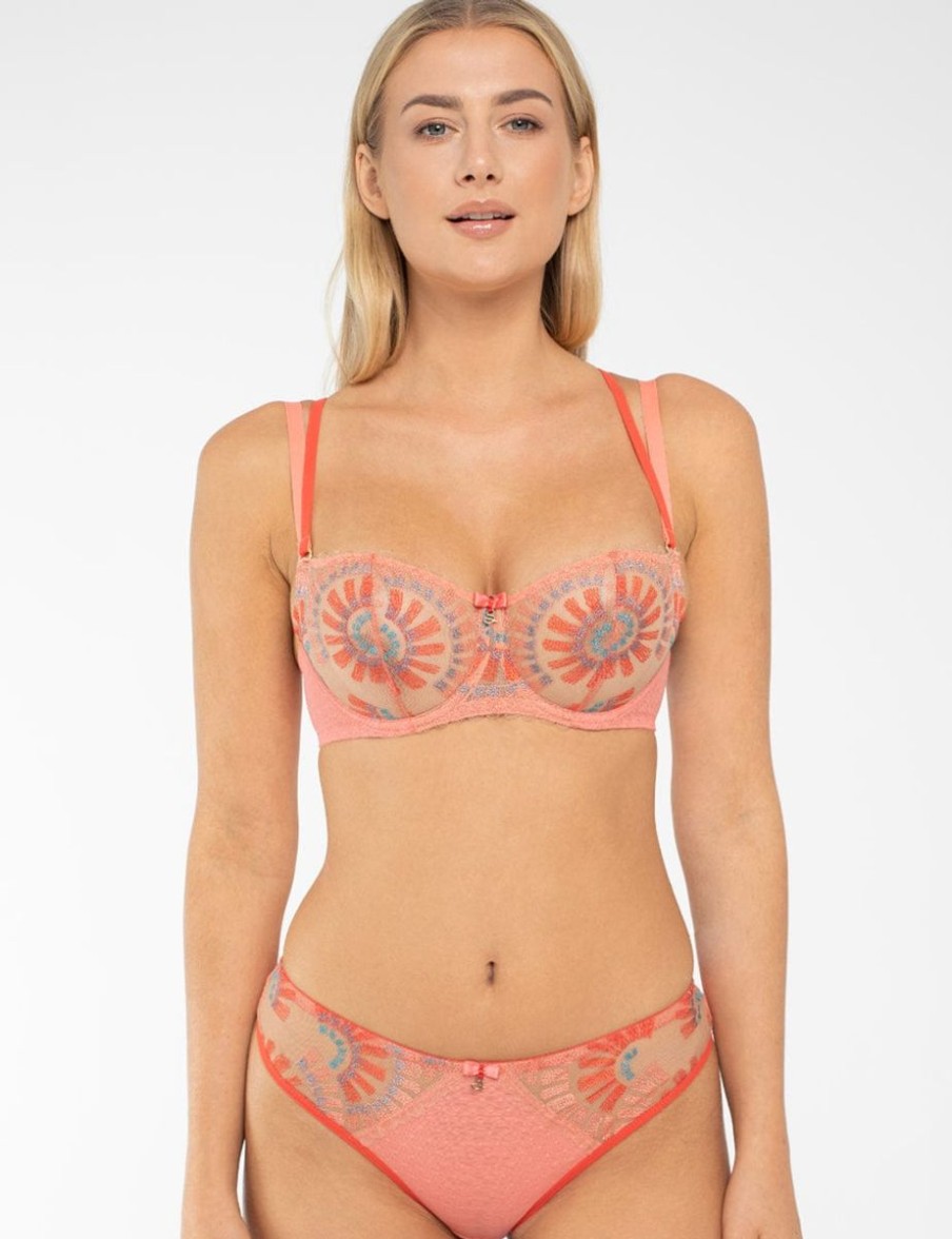 Samanta Samanta Nova Soft Half Cup Bra Coral New