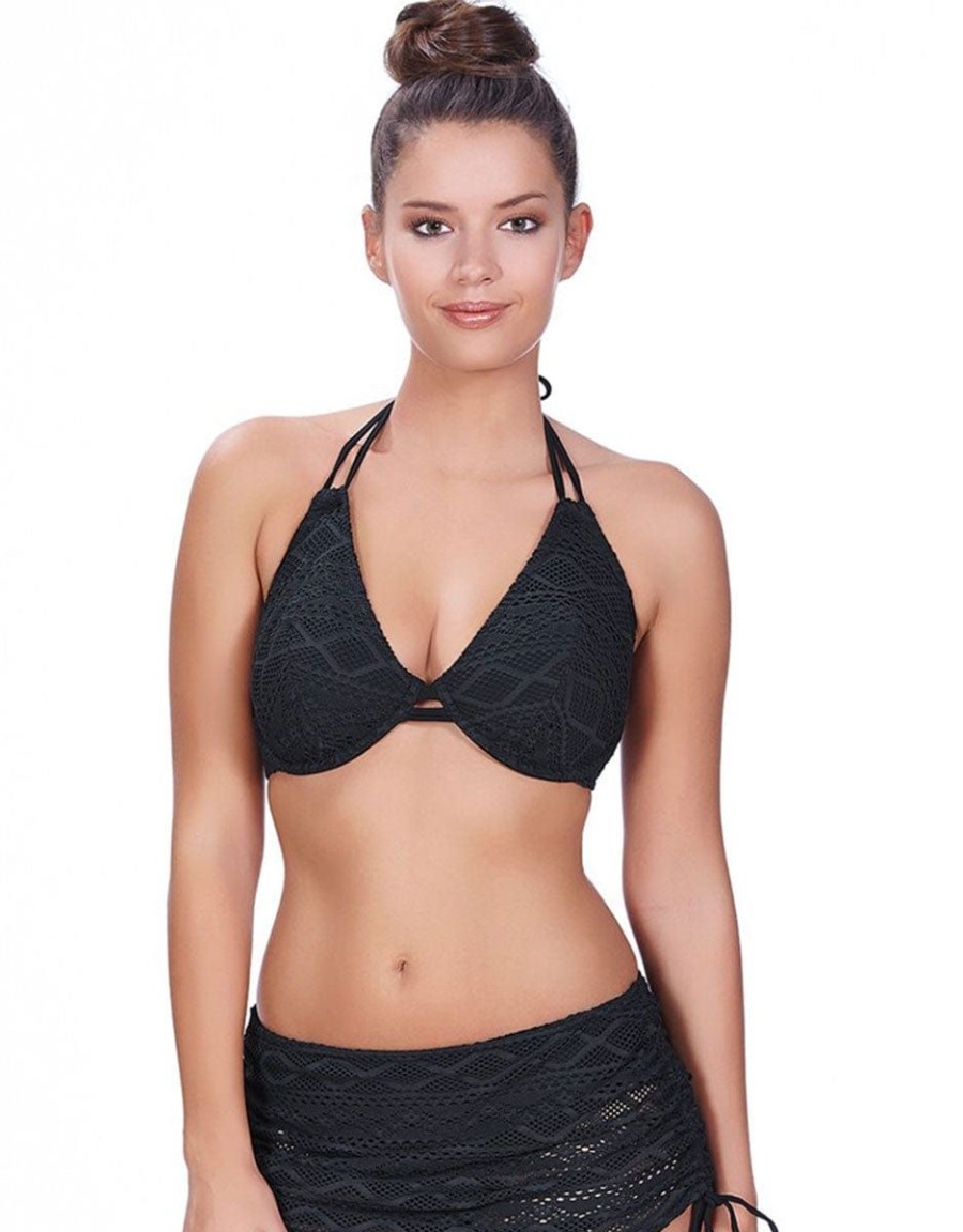 Freya Freya Sundance Bandless Halter Bikini Top Black Hot