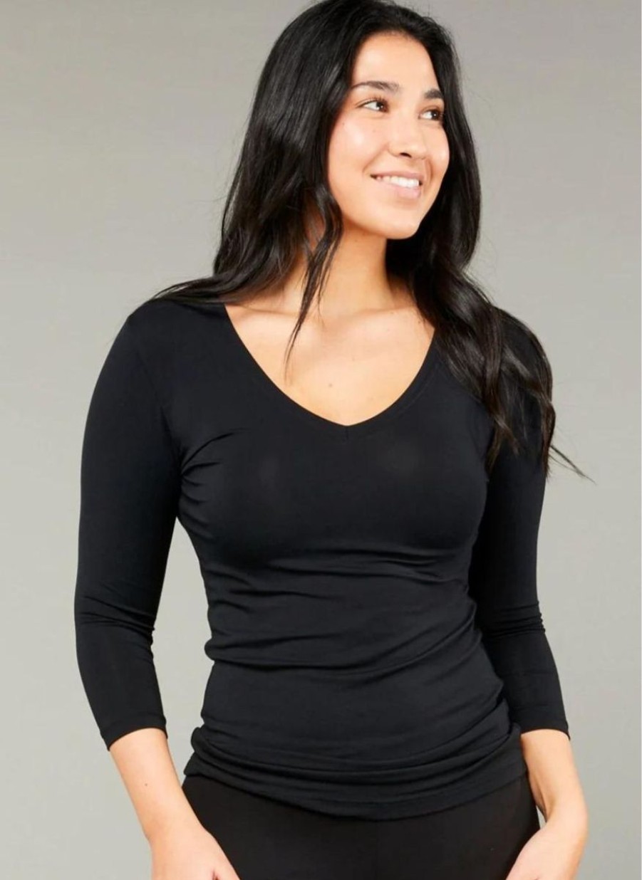 Tani Tani 3/4 Sleeve V-Neck Top Black Best