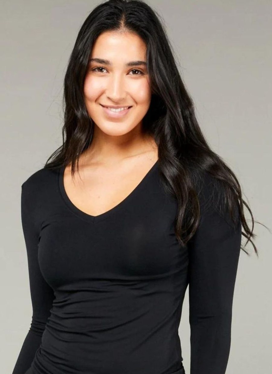 Tani Tani 3/4 Sleeve V-Neck Top Black Best